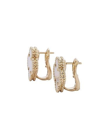 Van Cleef & Arpels Van Cleef &amp; Arpels Alhambra Earrings, Mother-of-Pearl, 18K Yellow Gold (VCARA44100), Alhambra, White Mother-of-Pearl (view 2)