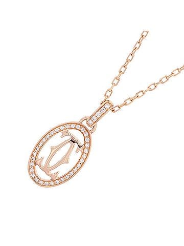 Cartier Cartier Double C Diamond Necklace in 18K Pink Gold (B7219300) - Pendant (view 1)