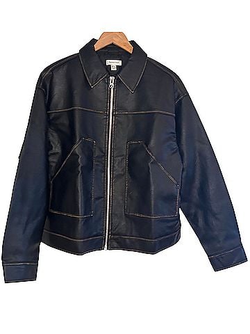 Topshop zip up Faux Leather Jacket (view 1)