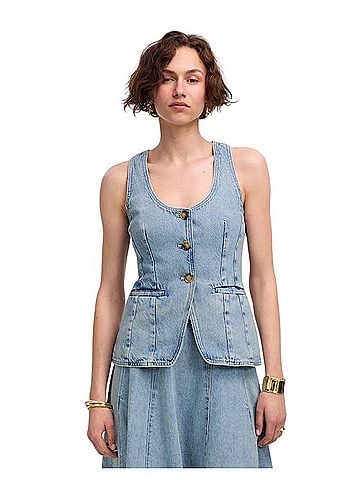 Madewell Denim Scoopneck Cutaway Vest Denim Vest (view 1)