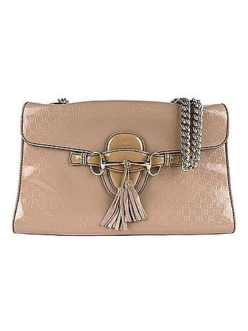 Gucci Gucci Emily Shoulder Bag, Patent Leather, Pink Beige, Women's, 295402 z9446 (view 1)