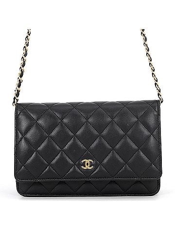 Chanel Chanel Chain Wallet Classic Matelassé Coco Mark Lambskin AP0250 CHANEL Black Women's WALLET (view 1)