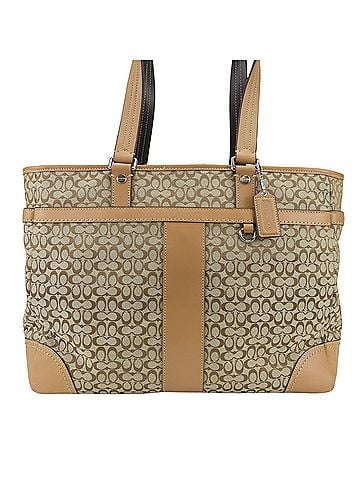 Coach Coach Mini Signature Tote Bag F77156 Canvas Leather Beige Camel Shoulder for Women and Men (view 1)