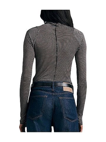 Rag & Bone Shaw Geo Print Paneled Funnel Neck Long Sleeve Sheer Long Sleeve Blouse (view 2)