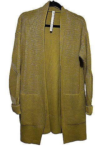 Lululemon Athletica Cashlu Sweater Knit Auric Gold Wrap Cardigan (view 2)