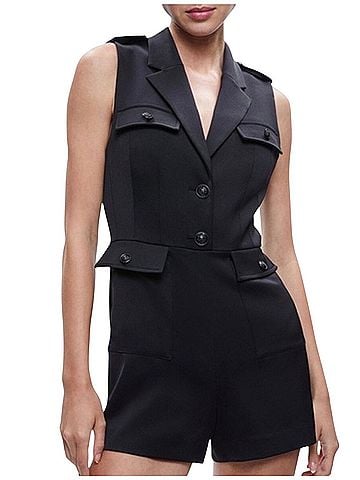 Alice + Olivia Phillips Black Utility Sleeveless Classics Jumpsuit (view 1)
