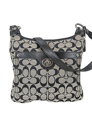 Coach Coach Signature Shoulder Bag F16536 Canvas Leather Grey Black Crossbody Women's COACH (view 2)