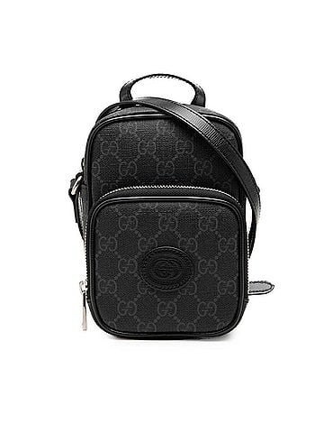 Gucci Gucci GG Supreme Interlocking G Crossbody Shoulder Bag 672952 Black Gray Leather Women's GUCCI (view 1)