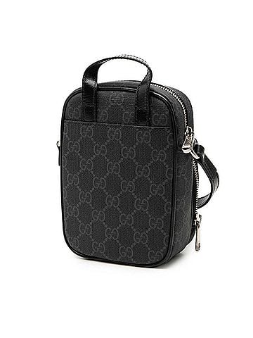 Gucci Gucci GG Supreme Interlocking G Crossbody Shoulder Bag 672952 Black Gray Leather Women's GUCCI (view 2)