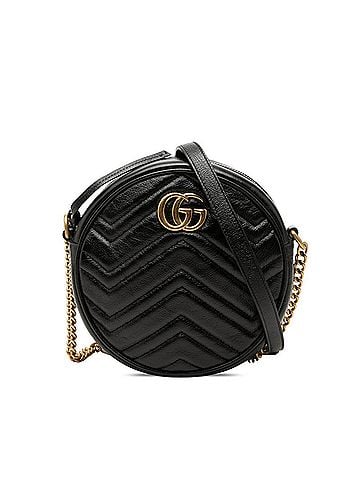 Gucci Gucci GG Marmont Crossbody Chain Shoulder Bag, Round Shape, 550154, Black Leather, Women's GUCCI (view 1)