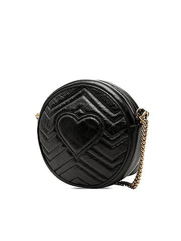 Gucci Gucci GG Marmont Crossbody Chain Shoulder Bag, Round Shape, 550154, Black Leather, Women's GUCCI (view 2)