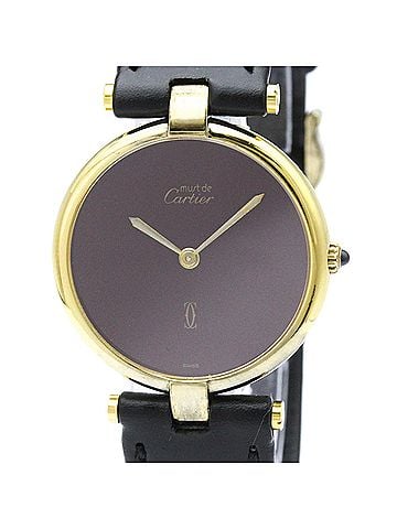 Cartier CARTIER Must Vendome Gold Plated Leather Quartz Unisex Watch 590003 (view 1)