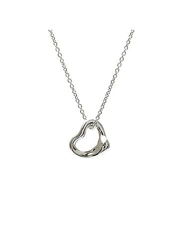 Tiffany & Co. Tiffany Open Heart Extra Mini Necklace Platinum No Stone Women,Men Fashion Necklace (Silver) (view 1)