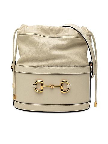 Gucci Gucci Horsebit 1955 Crossbody Shoulder Bag Bucket 602118 White Leather Women's GUCCI (view 1)