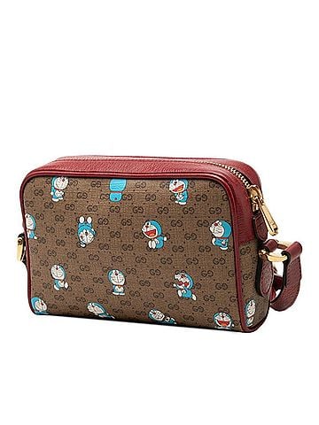 Gucci Gucci x Doraemon GG Supreme Crossbody Mini Shoulder Bag 647784 Brown Bordeaux Leather Women's GUCCI (view 2)