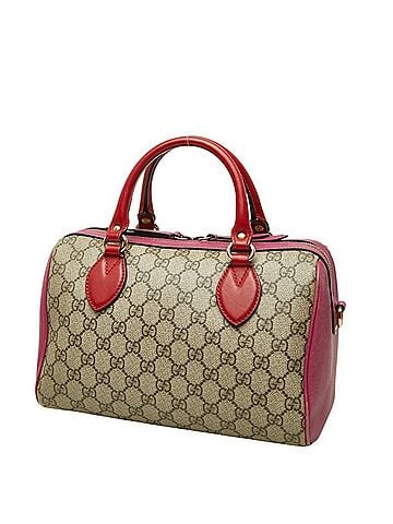 Gucci Gucci GG Supreme Mini Boston Bag Shoulder 2-way 409529 Beige Pink Red Leather Women's GUCCI (view 2)