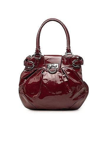 Salvatore Ferragamo Salvatore Ferragamo Gancini Handbag Tote Bag, Red Enamel, Women's (view 1)