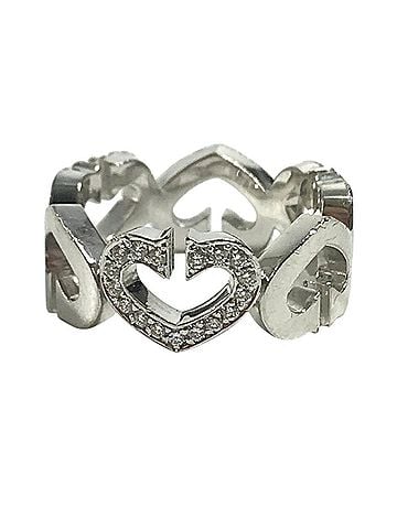Cartier CARTIER Cartier Diamond 18K Gold C Heart Ring, Accessory Jewelry WG750, Women's Silver (view 1)