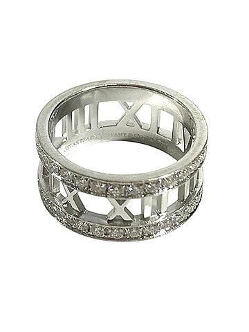 Tiffany & Co. TIFFANY&amp;Co. Tiffany &amp; Co. Diamond 18K Gold Open Atlas Accessory Jewelry Ring WG750 Women's Silver 1 (view 1)