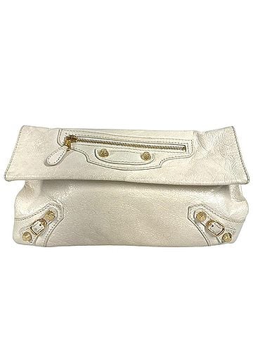 Balenciaga BALENCIAGA 327079 Studded Giant Envelope Bag, Handbag, Pouch, Flap Clutch Leather, Men's, Women's, White (view 1)