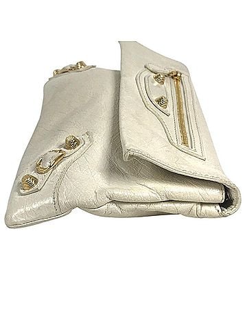 Balenciaga BALENCIAGA 327079 Studded Giant Envelope Bag, Handbag, Pouch, Flap Clutch Leather, Men's, Women's, White (view 2)