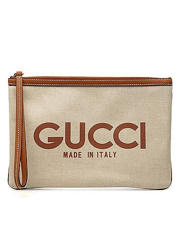 Gucci Gucci GG Supreme Logo Print Clutch Bag Handbag Pouch 777165 Beige Brown Canvas Leather Women's GUCCI (view 1)