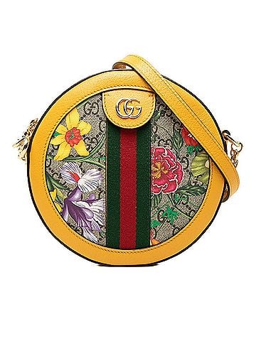Gucci Gucci GG Supreme Flora Crossbody Chain Shoulder Bag 550618 Beige Yellow Leather Women's GUCCI (view 1)