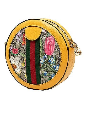 Gucci Gucci GG Supreme Flora Crossbody Chain Shoulder Bag 550618 Beige Yellow Leather Women's GUCCI (view 2)