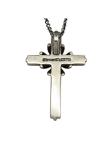 Tiffany & Co. Tiffany &amp; Co. Signature Cross Pendant Necklace, SV925 (Sterling Silver), 8.1g, 18K Yellow Gold (Silver and Combination), Women's. (view 2)