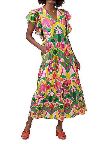 Jade Melody Tam Tropical Abstract Casual Dress (view 1)