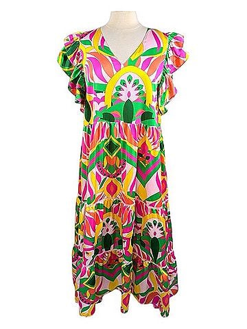 Jade Melody Tam Tropical Abstract Casual Dress (view 2)