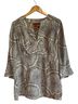 Tory Burch 100% Silk Print Brown Ivory Blouse Size 8 - photo 1