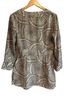 Tory Burch 100% Silk Print Brown Ivory Blouse Size 8 - photo 2