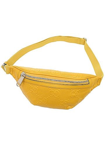 Gucci Gucci 658582 GG Embossed Leather Yellow Bag Body Waist 0636GUCCI (view 1)