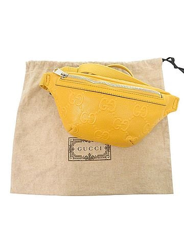 Gucci Gucci 658582 GG Embossed Leather Yellow Bag Body Waist 0636GUCCI (view 2)