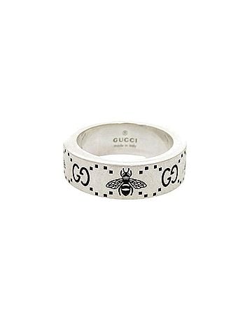 Gucci Gucci GG &amp; Bee Engraved Sterling Silver 925 #8 Ring 0362GUCCI (view 1)