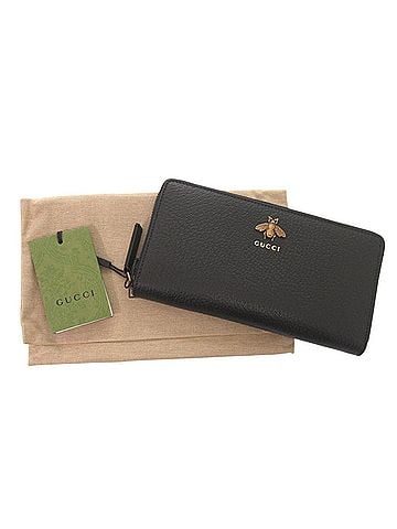 Gucci Gucci Animalier 523667 Leather Black Round Zip Long Wallet 0966GUCCI (view 2)