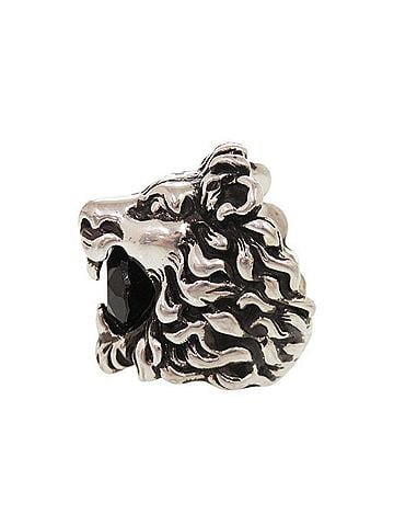 Gucci Gucci Lion Head Metal Stone Ring #10 (approx.) Silver 1491GUCCI (view 2)