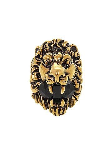 Gucci Gucci Lion Head Metal Stone #13 Gold Ring 0362GUCCI (view 1)