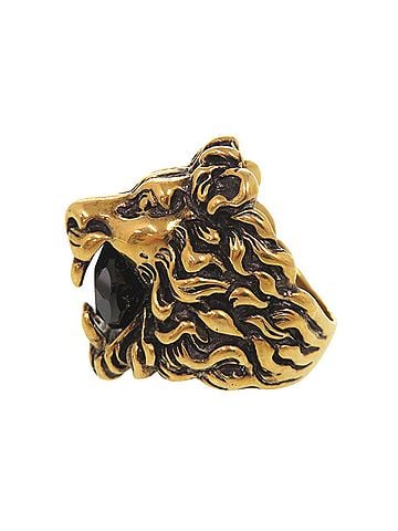 Gucci Gucci Lion Head Metal Stone #13 Gold Ring 0362GUCCI (view 2)