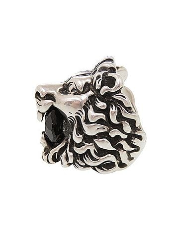 Gucci Gucci Lion Head Metal Stone Ring, Size #8 (approx.), Silver, 0362GUCCI (view 2)