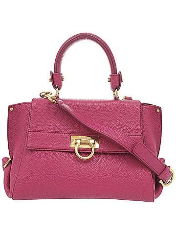 Salvatore Ferragamo Salvatore Ferragamo Sofia Gancini Leather Hot Pink 2-Way Handbag Shoulder Bag 0654 (view 1)