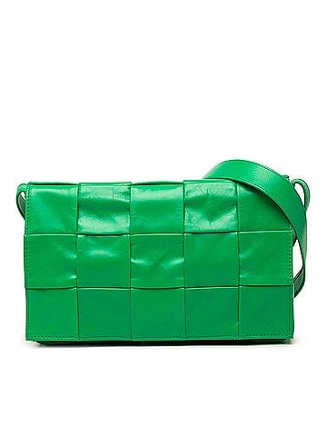Bottega Veneta Bottega Veneta Maxi Intrecciato Cassette Crossbody Shoulder Bag, Green Leather, Women's BOTTEGAVENETA (view 1)