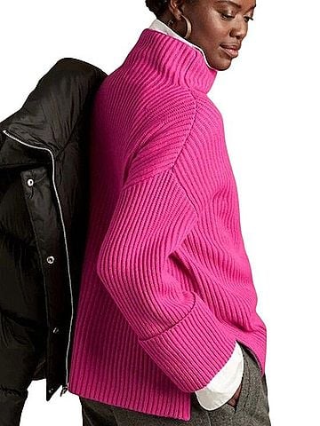 Banana Republic Funnel Neck Oversized Cashmere Pullover Sweater (view 2)