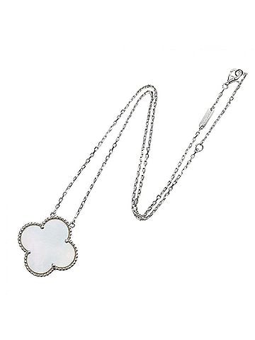 Van Cleef & Arpels Van Cleef &amp; Arpels Magic Alhambra Mother of Pearl Necklace, 18K White Gold (18KWG), Pearl, Women's, Silver/White Tones (view 2)