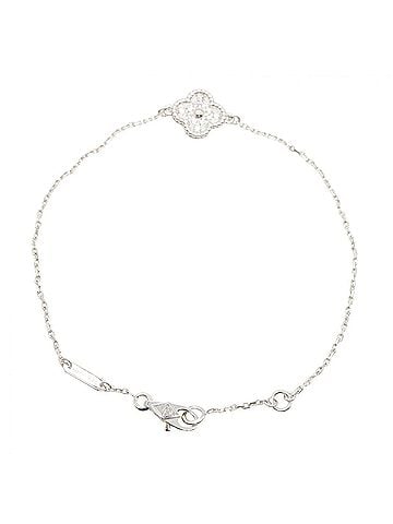 Van Cleef & Arpels Van Cleef &amp; Arpels Sweet Alhambra Diamond Bracelet, 18K White Gold (18KWG), Diamond, Women's, Silver/Clear Tone, VCARO85600 (view 2)
