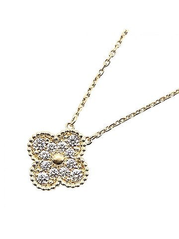 Van Cleef & Arpels Van Cleef &amp; Arpels Vintage Alhambra Diamond Necklace, 18K (Yellow Gold), Diamond, Women's, Gold Tone, Clear VCARA45300 (view 1)