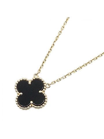 Van Cleef & Arpels Van Cleef &amp; Arpels Vintage Alhambra Onyx Necklace, 18K (Yellow Gold), Onyx, Women's, Gold/Black Tones, VCARP4KK00 (view 1)