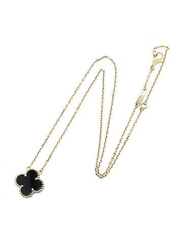 Van Cleef & Arpels Van Cleef &amp; Arpels Vintage Alhambra Onyx Necklace, 18K (Yellow Gold), Onyx, Women's, Gold/Black Tones, VCARP4KK00 (view 2)