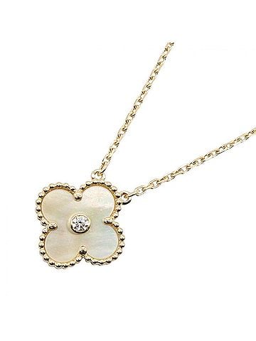 Van Cleef & Arpels Van Cleef &amp; Arpels Vintage Alhambra Yellow Mother-of-Pearl 1PD Necklace Jewelry 18K (Yellow Gold) Diamond Women's Gold Tone Clear (view 1)